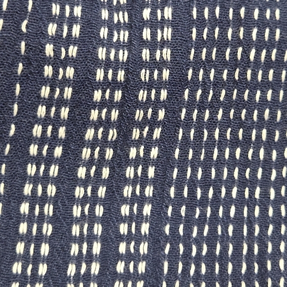 Lulus Flying Away Navy Blue Stripe Embroidered Mini Shift Dress Size Medium - Picture 5 of 12